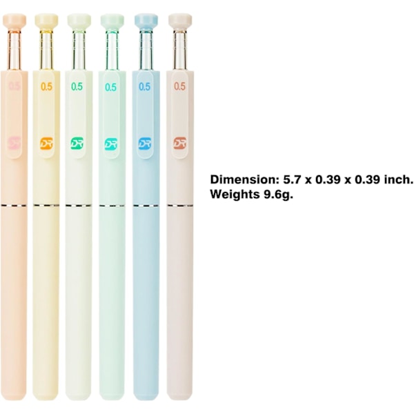 6 st innovativa indragbara gelpennor med 6 Morandi-färger, 0,5 mm snabb torkande svarta bläckpennor fin spets