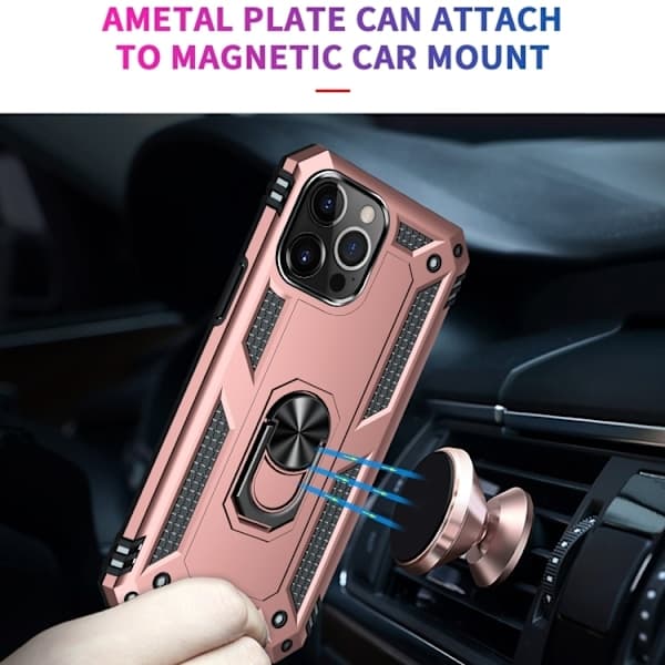 iPhone 14 Pro -kotelo Hybrid Armor Ring ruusukulta