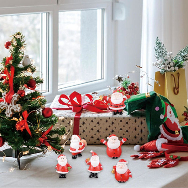 Jultomte Mini Julgransprydnader Jul Miniatyrprydnadsset Söta Harts Jultomte Figurer Mikro Landskap Prydnadsdekoration
