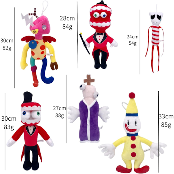 Super JAKES Den fantastiska cirkusen plysch, Ny cirkus Pomni och Jax plyschleksak, Söt plyschfigurdocka för barn och vuxna Red