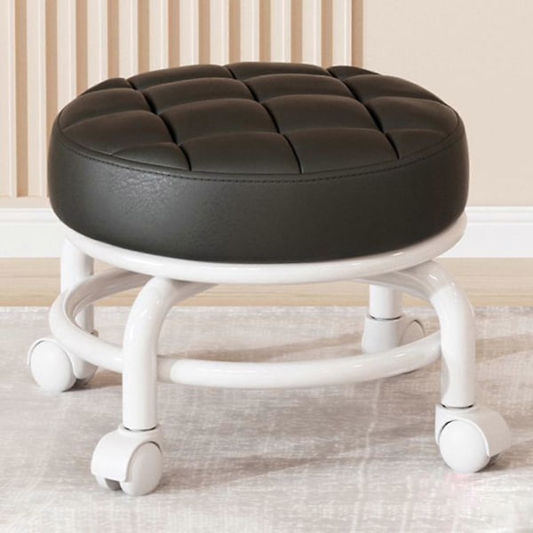 360° Roterande Rullpall Hushållspall Flyttbar Pall Lågt Buller Remhjul Låg Pall Universella Svängbara Hjul För Kök Hem Black 30cmx28cmx6cm