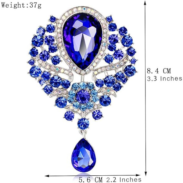 Broscher Emalj Brosch för Män Kvinnor Retro Strass Slipstift Kläder Hatt Dekoration Royal Blue