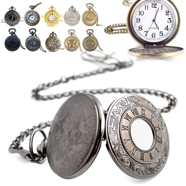 Steampunk-tyylinen vintage kvartsitaskukello ketjulla 5 5