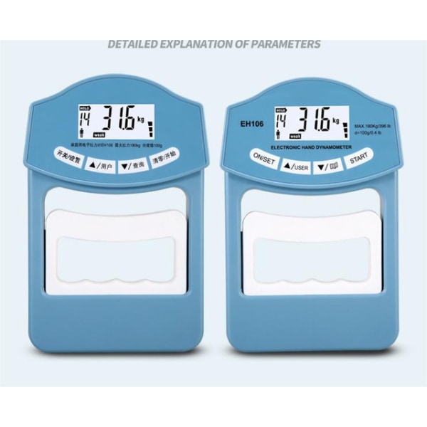 Handhållen 120 kg Digital Dynamometer Greppdynamometer Mäter Elektroniskt Greppkraft Automatisk