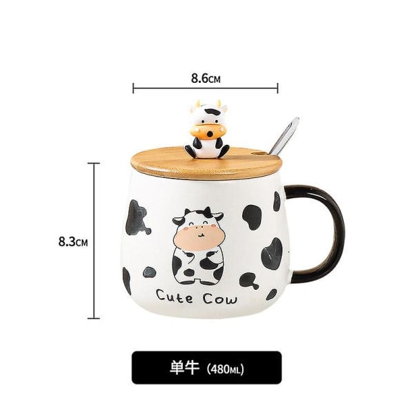 1 Set Cute Cow Pattern Milk Cup Curly Coffee Cup Adorable Milk Mug With Spoon