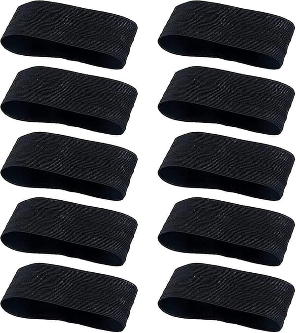 10 stk. Sorte Armbind Fodbold Elastiske Sorte Armbind Sørgebind Løkke Lukning Sports Træningsarm