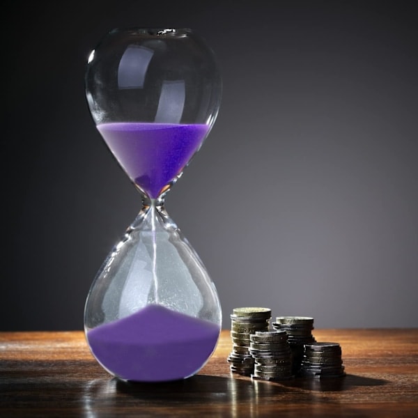 Tiimalasi hiekassa, värikäs ja muodikas, lasista inspiroitunut hiekkakello kotiin, toimistokoristeeksi Purple 15 min