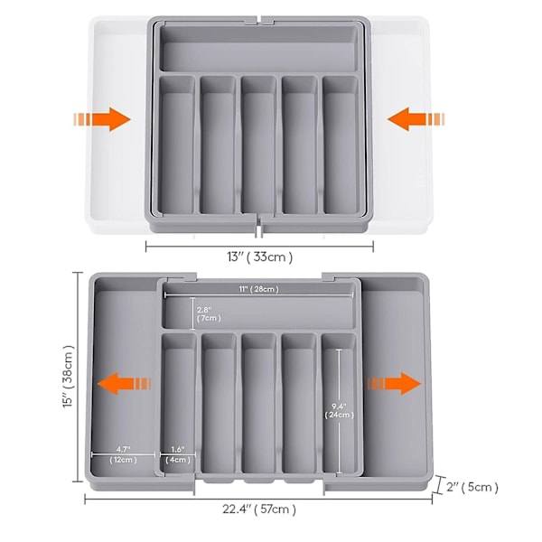Bestikboks Udvidbar Skuffeorganizer Justerbar Bredde Kompakt Design Nem Adgang Rum White