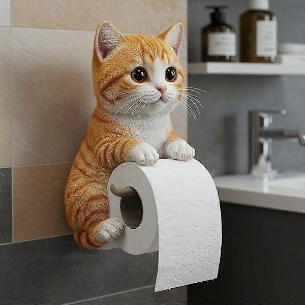 Katttidningshållare, Rolig 3D-kattpappershanddukshållare, Söt dekorativ toalettpappershållare väggmontering för badrum kök, Unika kattälskarpresenter E