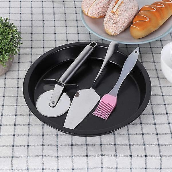 8 tommer køkken non-stick sort kulstofstål rund pizzapande bageplade form