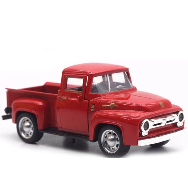 Metall Röd Lastbil Röd Ford, Vintage Fyllning Tyg Bär Farm Pickup Farmhouse Sommar Bordsskiva Tiered bricka Inredning Hem Kök Hyllor Mini Die