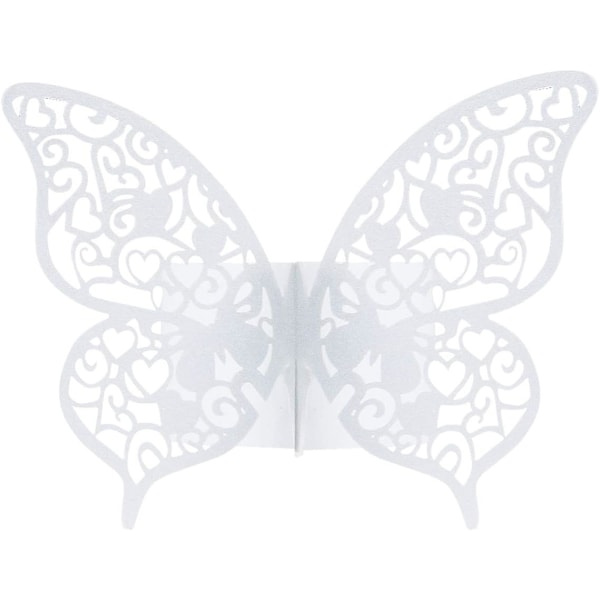 50 x Butterfly Serviettringer, Perlepapir Serviettring, for Bryllup Kommunion Graduation Bursdagsfest Juldekorasjoner (Hvit)