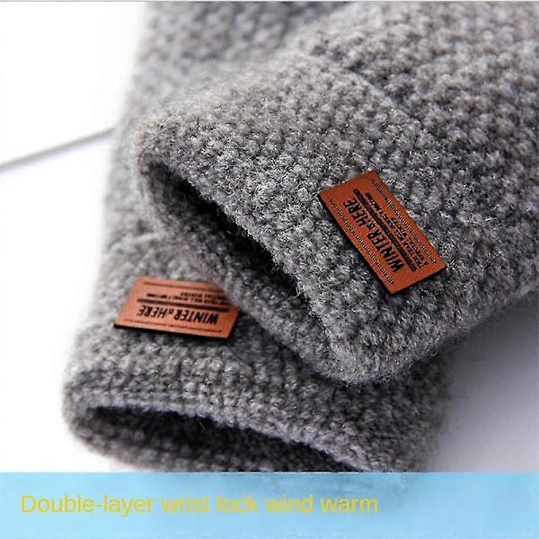 Vinter Alpaca Ull Fingerlösa Vantar För Varma Mäns Stickade Halvfinger Vantar light gray
