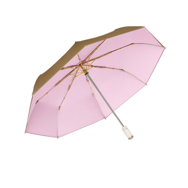 Kompakti kokoontaittuva sateenvarjo, ergonominen kahva, itsestään avautuva, aurinkosuoja, 8 ripaa, unisex, UPF 50 UV-suoja, musta