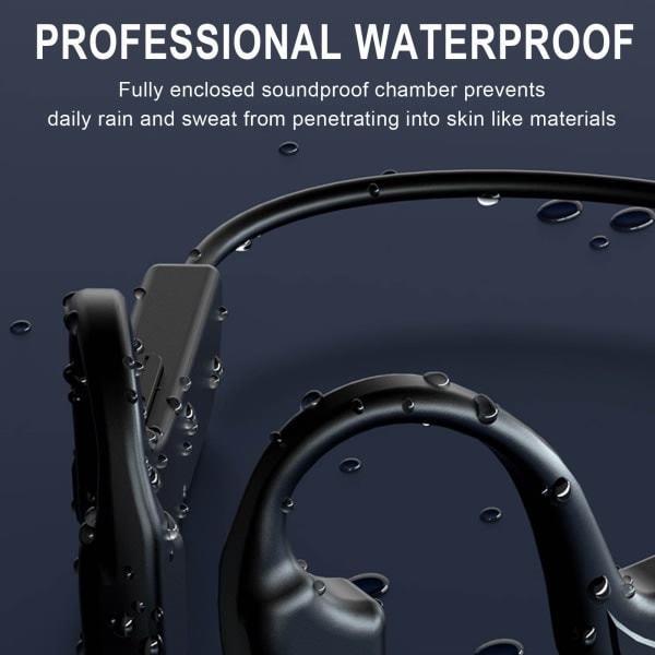 Bluetooth Hodetelefoner Beinledning Trådløse Hodetelefoner Sport Utendørs Stereo Øretelefoner Headset med Mikrofon Black