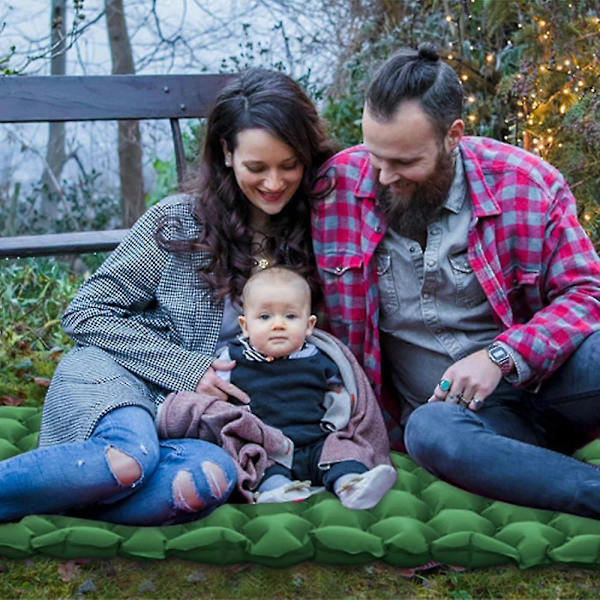 Ultralätt Sovsäckspad med Inbyggd Kudde, Uppblåsbar Camping Green