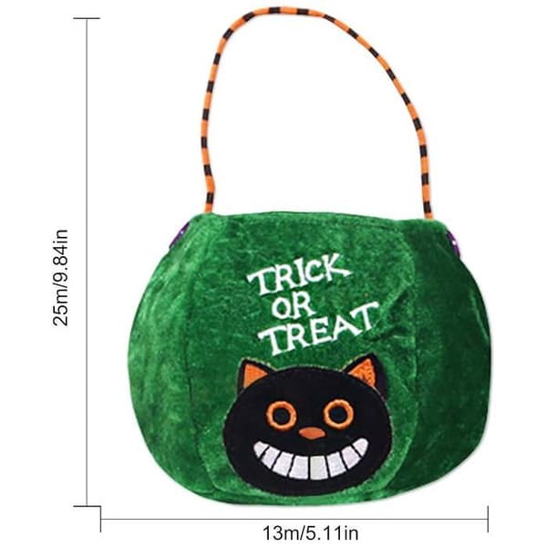 1 Halloween katte-mønster slikpose til børn, grøn, perfekt til Halloween.