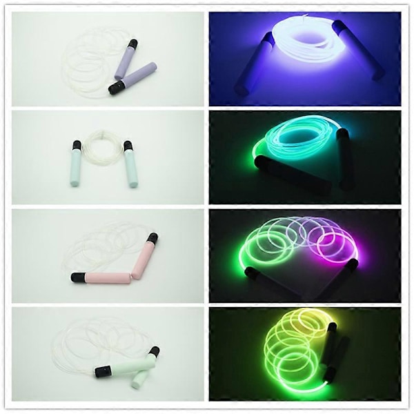 7 Färger i Ett Glödande LED Regnbågs Hopprep för Barn och Vuxna Lysande Träningsrep Ljusjusterbara Hopprep Djurkoppel light green handle