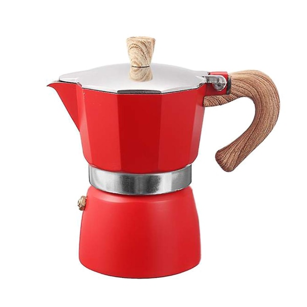 Espressokaffebryggare i italiensk stil i aluminium Perkolator spis med vattenkokare Red 300ML