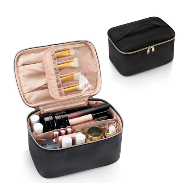 Makeup Taske, Bærbar Kosmetik Taske, Stor Kapacitet Rejsetaske Makeup Organizer, Makeup Tasker Til Kvinder Toilettaske Black