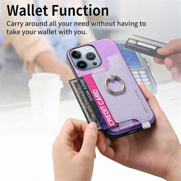 B5 iPhone 16 Pro Max -kotelo 2-in-1 Magneettinen Irrotettava Korttipidike Nahka+TPU Puhelin Kotelo - Purppura Purple