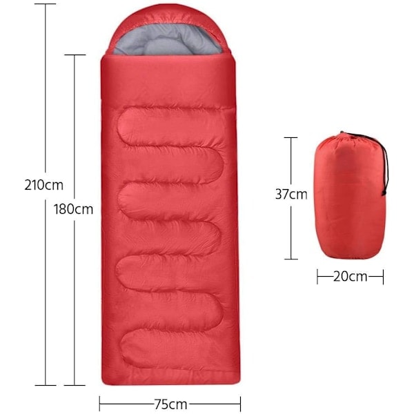 1 st Vuxen Sovsäck, Enkel Vuxen Kuvertsäck för 3 Säsonger Lätt Camping Vandring Red