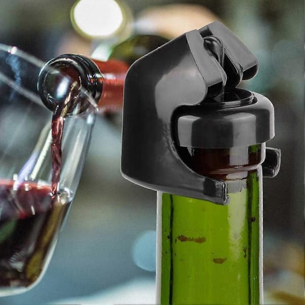 Vinflaskepropper, 5 stk. vin champagne flaskeprop (Sort)