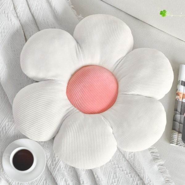 Blomsterpute, blomsterformet putepute, plysj setepute, gulvputer, dekorative seteputer til hjemmet White Pink