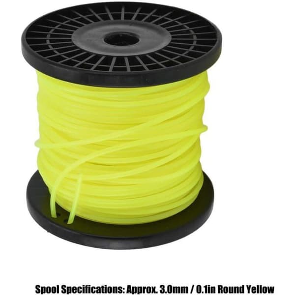 Trimmerlinje, profesjonell ugressfjerner i nylon, egnet for de fleste gressklippere, gul (50 meter, 3 mm linje)