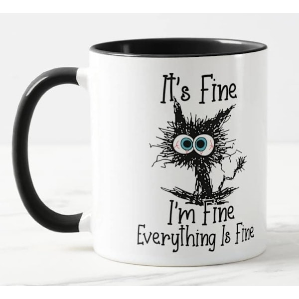 Det är lugnt, jag mår bra, allt är bra Katt Skämt Färgad Mugg Present Födelsedag Jobb Kontor Jul Te Kaffe