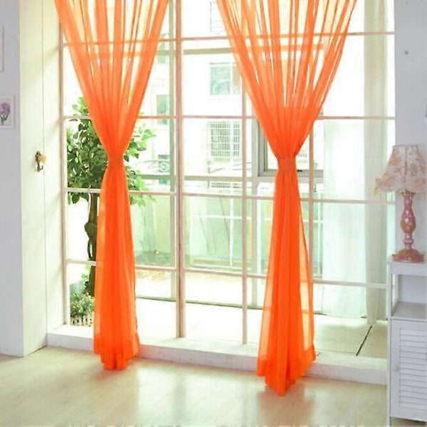 2 st Enfärgad Tyll Dörr Fönster Gardin Draperi Panel Skir Sjal Kappa Eller