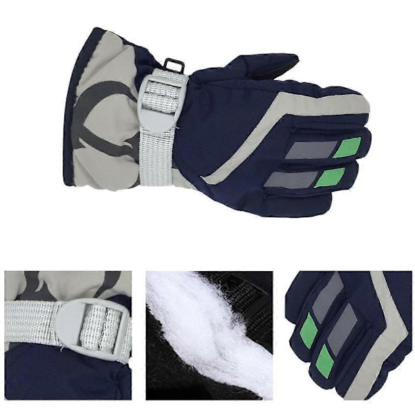 Vinterhansker for barn, vanntette snøbrettvotter, varme snøvotter for gutter og jenter Navy blue