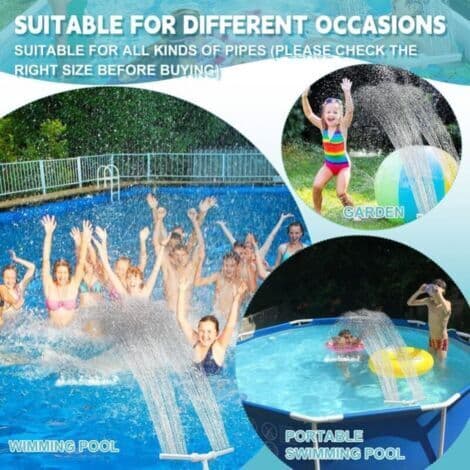 Vit poolvattenfall, poolfontän, poolsprinkler, poolluftare, justerbart hydrodynamiskt poolvattenfall, utomhusträdgård, lämplig för 1,5