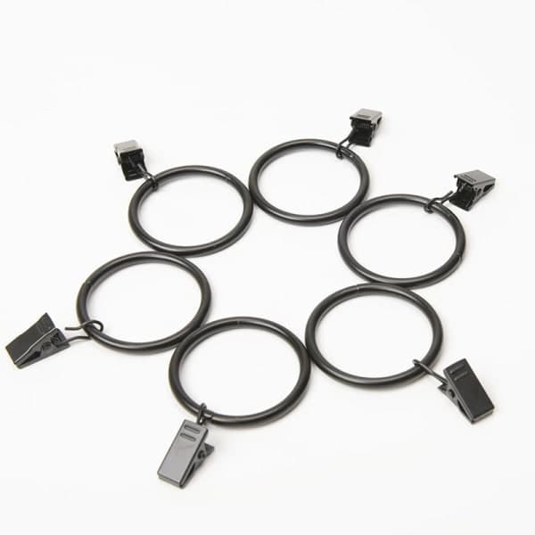 Sæt med 20 gardinklemmer 3,0 mm x 25 mm Sort