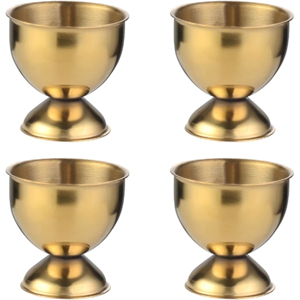 Egg Cups Set Stainless Steel Soft Boiled Egg Cups Holder Stand Egg Cup Tray Include 4 Eggs Kitchen (Gold)