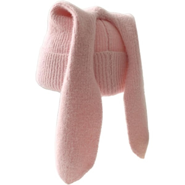 Dames Kanin Beanie med Lange Ører Sød Sjove Kanin Beanie Strikket Vinter Varmt Beanie Udendørs Fritid Piger Beanie