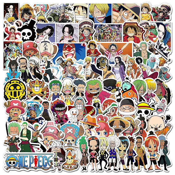 100 stk. One Piece Stickers Pakke til Laptop, Nami Zoro Ace Luffy Chopper One Piece Anime Graffiti Vandtætte Vinyl Stickers til Teenagere Voksne DIY Laptop Vand