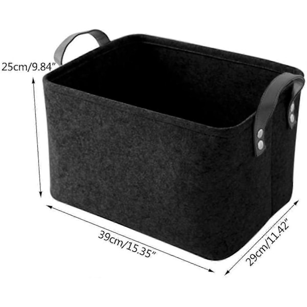 Säilytyskori kahdella kahvalla, huopa kori leluille, kirjoille, aikakauslehdille black 39CM*29CM*25CM