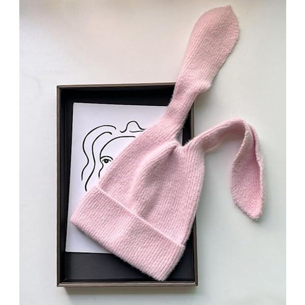Dames Kanin Beanie med Lange Ører Sød Sjove Kanin Beanie Strikket Vinter Varmt Beanie Udendørs Fritid Piger Beanie