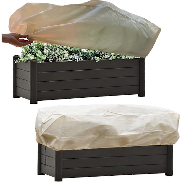 2 st Rektangulära Vinterskydd, Frostsäker Täckning för Blomlådor med Dragband 100*40*45cm