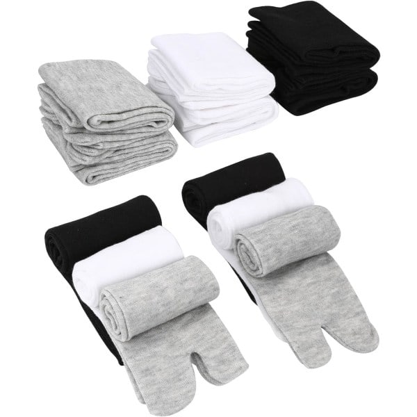 6 Par Unisex Tabi Flip Flop Strumpor Geta Strumpor Bomull Delad Tå Tabi Strumpor Elastiska för Kvinnor och Män, Flerfärgade
