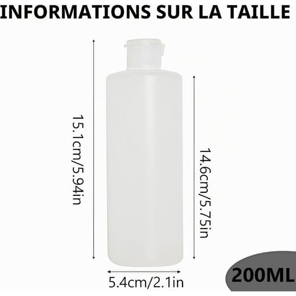 Set med 2 plastflaskor 200 ml - Transparent - Trycklock - Resestorlek - Schampo och duschgel
