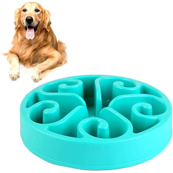 1 st Slowmatningskål för Hund, Långsam Ätningsskål för Mellanhundar, Rolig Pussel Slow Feed Halksäker Interaktiv Blo Blue