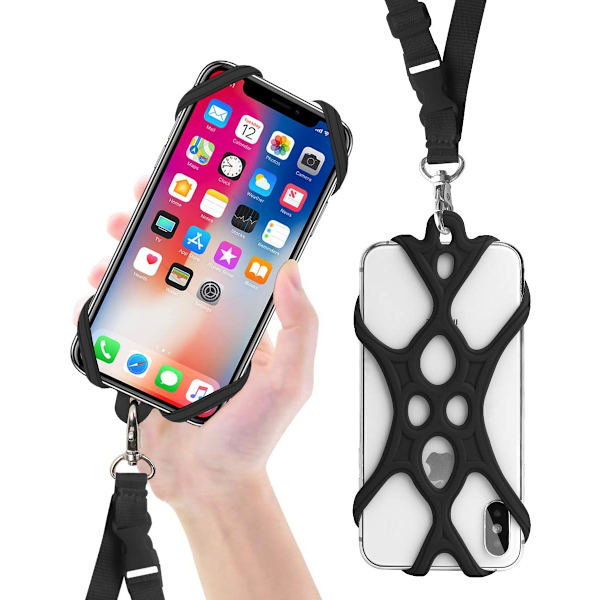 1 stk Mobiltelefon Lanyard Stropp Veskeholder med Avtakbar Halsstropp Universal for Smartphone iPhone 8,7 6S iPhone 6S Plus Black