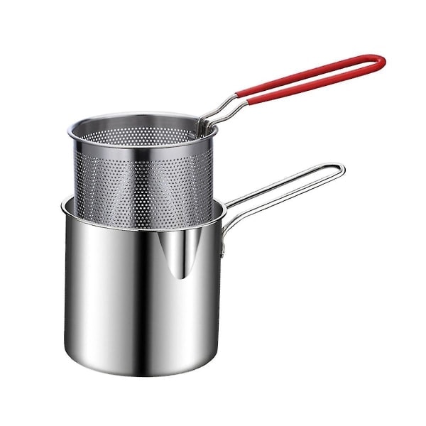 Friteuse i rustfritt stål for Tempura, pommes frites, kylling osv. med sil