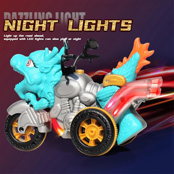 Dinosaur Motorcykel Pojkar Presenter Barn Leksak Fjärrkontroll Diy Kreativ Deformation Bil Leksaker Blue A