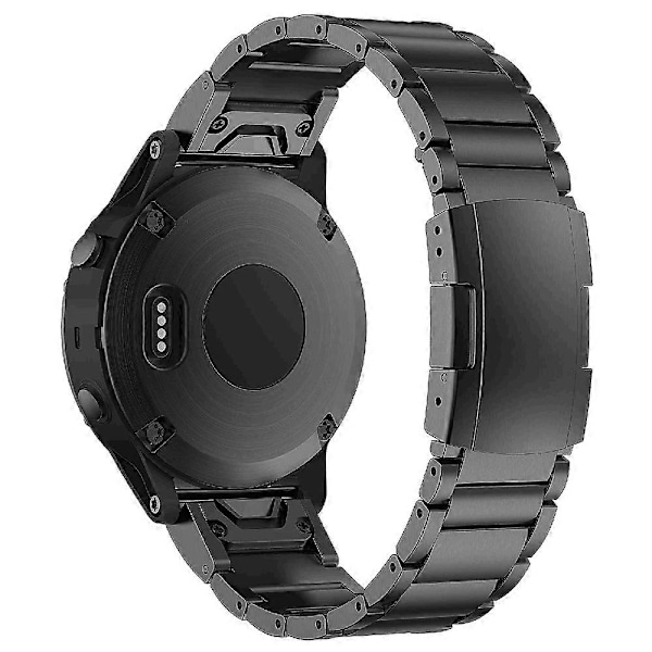 Garmin Descent G1/Fenix 7/6 Pro/5 Plus -älykellolle sopiva titaaniteräksinen 3-helminen ranneke, 22 mm, universaali pikavapautus, vaihtohihna Black