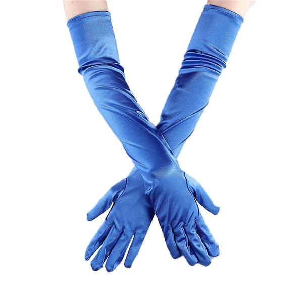 Performance Handsker Satin Lange Handsker Til Kvinder Dans Handsker Bryllupshandsker Royal Blue