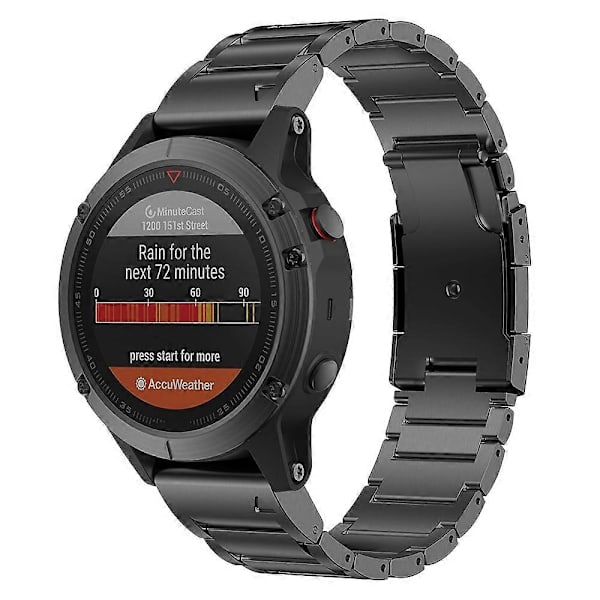 Garmin Descent G1/Fenix 7/6 Pro/5 Plus -älykellolle sopiva titaaniteräksinen 3-helminen ranneke, 22 mm, universaali pikavapautus, vaihtohihna Black