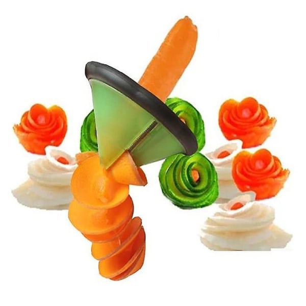 Green-1pc Fruit Vegetable Carrot Cucumber Spiral Cutter Kitchen Cutting Cutting Tool Vegetable Roller Flower Cutter Shredder Random Color